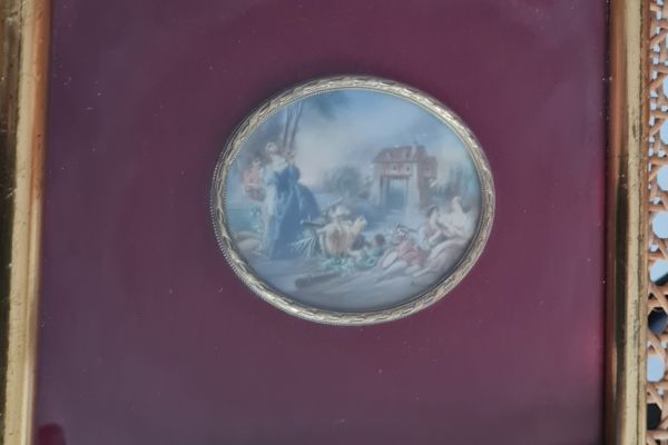 Quadro miniatura francese vintage , soggetto deliziosa “Scena  galante “, dipi n quadrominiaturafrancesevintage.jpg