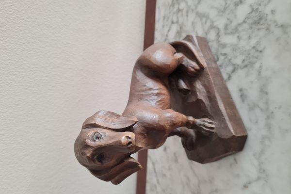 Bassotto in legno vintage marchio VDF Handcarved Italy bassottoinlegnovintagemarchiov.jpg