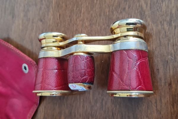 Binocolo  vintage da teatro con rivestimento in  pelle di coccodrillo.  Funziona binocolovintagedateatroconrive12.jpg