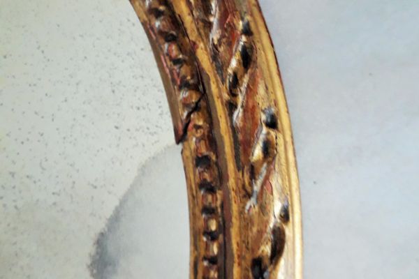 Piccola spechiera d'epoca al mercurio ovale le in legno con fiocchi Luigi XVI ,  piccolaspechieradepocaalmercur123.jpg