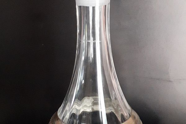Decanter/ bottiglia  in cristallo  e argento 800 , base circolare e centina cent decanterbottigliaincristalloea.jpg