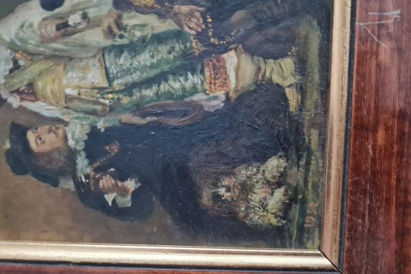 Quadro  d' antan  dipinto a olio  su tavola  “  Cavalieri ai tempi di Luigi XIII quadrodantandipintoaoliosutavo12.jpg