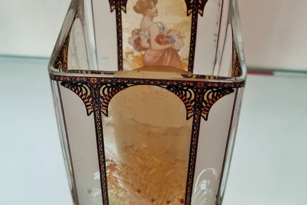 Portacandele  vintage Alphonse  Mucha   ,in vetro Goebel , portacandelevintagealphonsemuc12.jpg